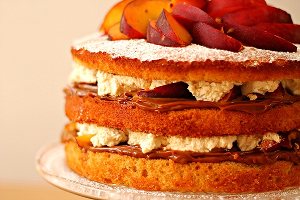 Peaches & Cream Salted Caramel Cake