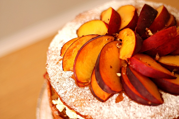 Peaches & Cream Salted Caramel Cake